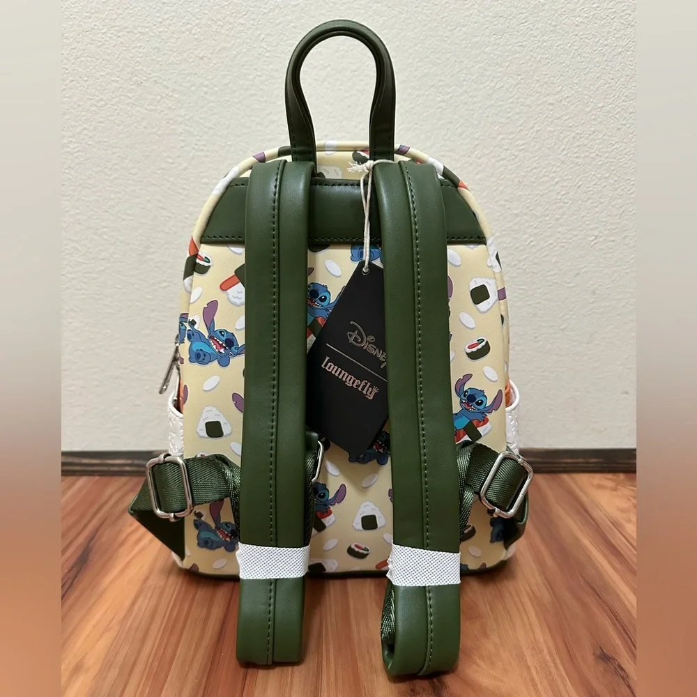 Loungefly Blue Stitch Sushi Mini Backpack - Cream, Blue, Orange, White, Green